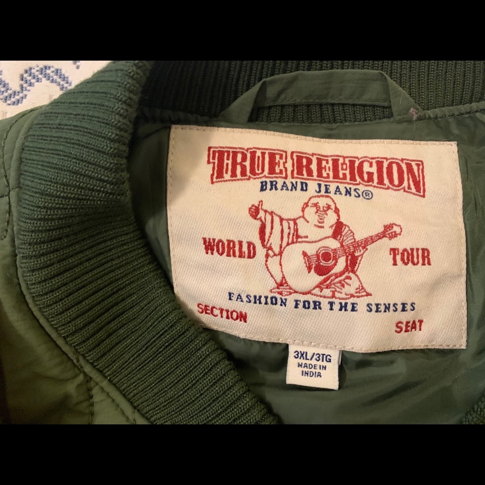 Army green true religion jacket